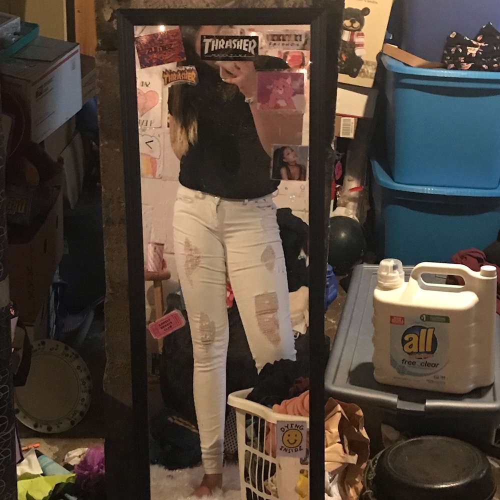 white ripped jeans